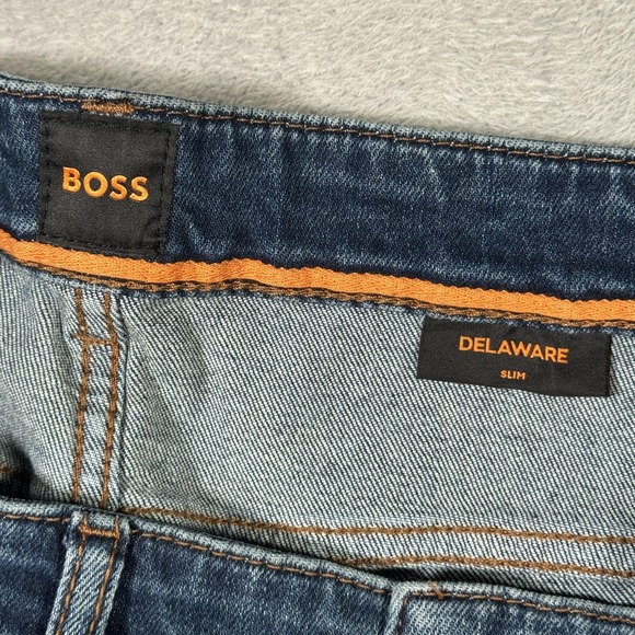 BOSS Hugo Boss Jeans Mens 35x32 (Actual 36x30) Blue Delaware Slim Stretch Denim - Picture 10 of 13